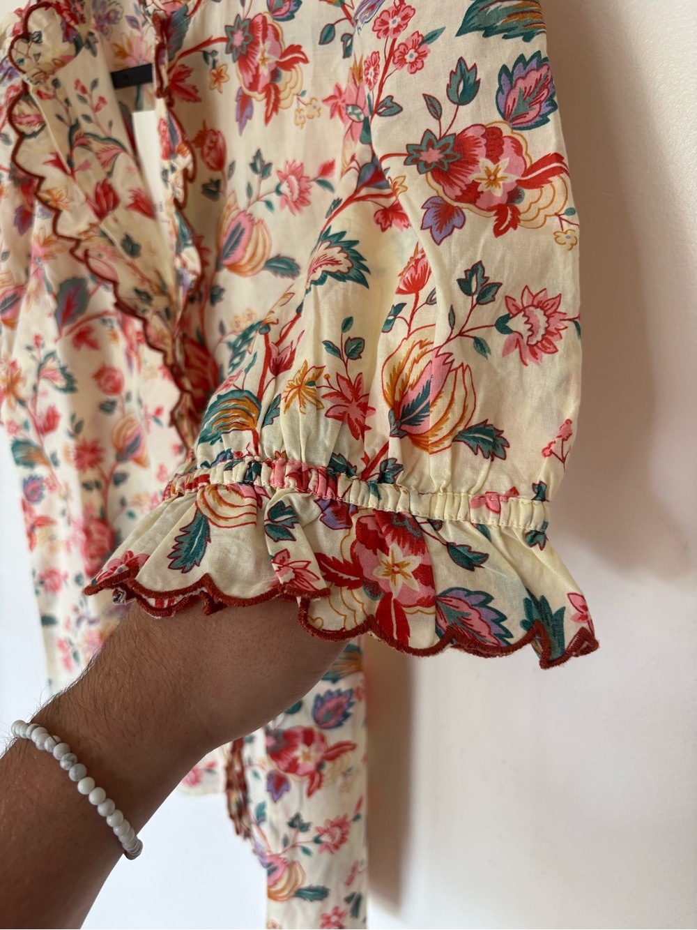 Sézane Maya Blouse Fleurs Indiennes Floral Ruffle Size 34 US 2 NWT - Picture 9 of 16